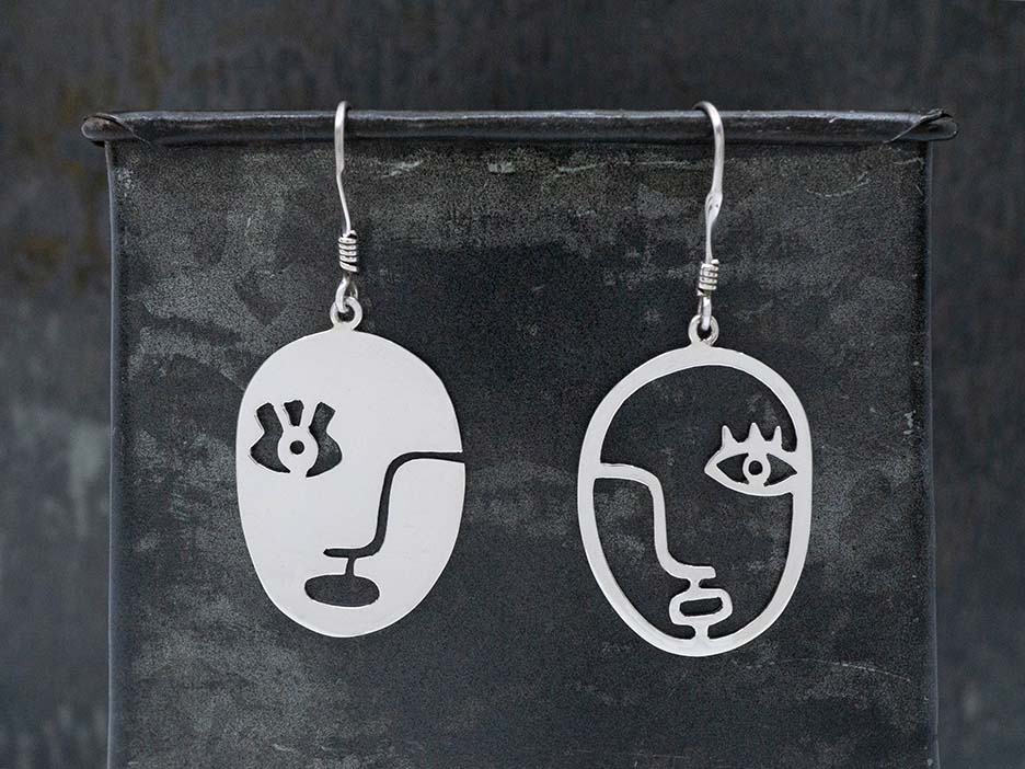 Picasso Face Earrings on Hook