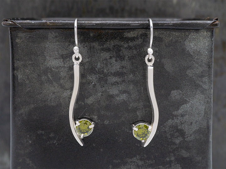 Arc Earring w/ Green Crystal