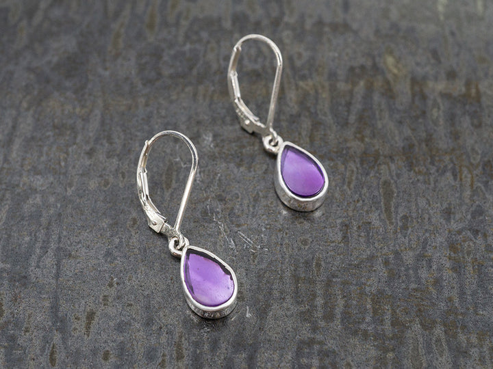 Amethyst Teardrop on Lever Back