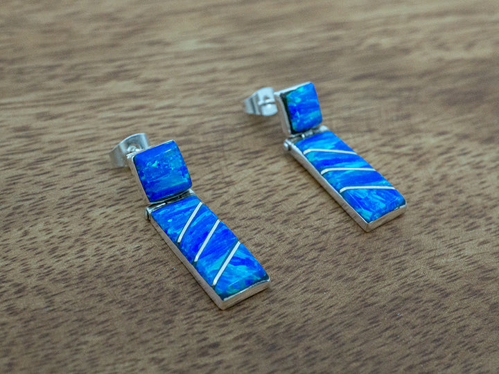 Hinged Blue Opal Earring on Post