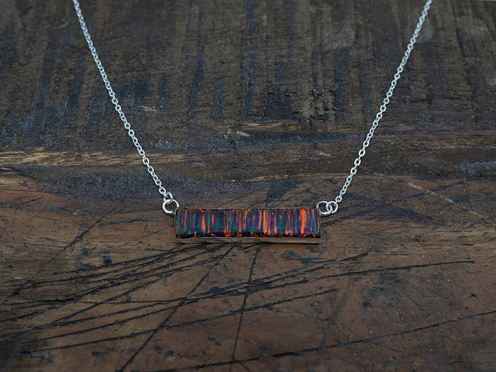Fire Opal Bar Necklace