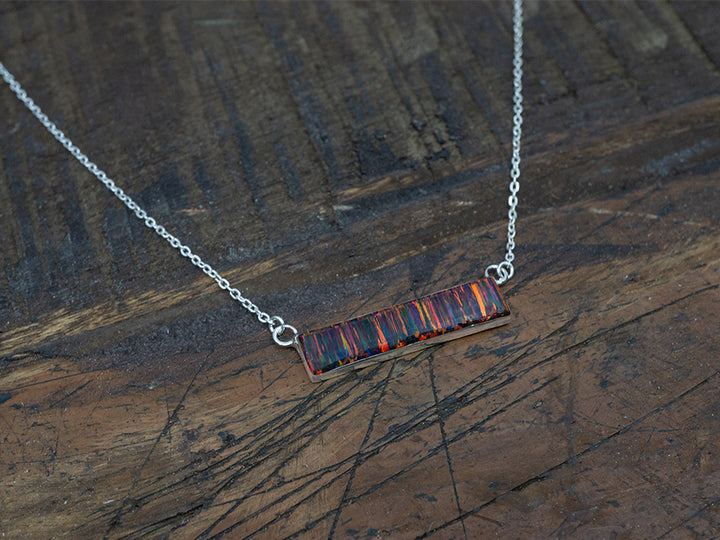 Fire Opal Bar Necklace