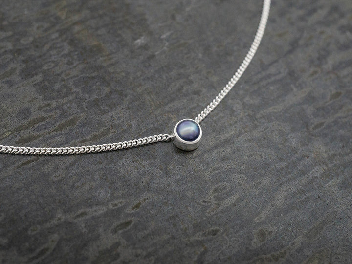 Petite Black Pearl Cabochon Necklace