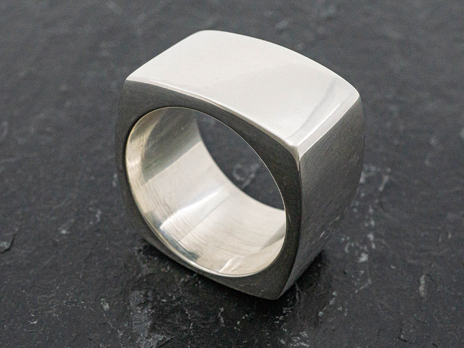Solid Silver Square Band Ring – Corazon Sterling Silver from Taxco