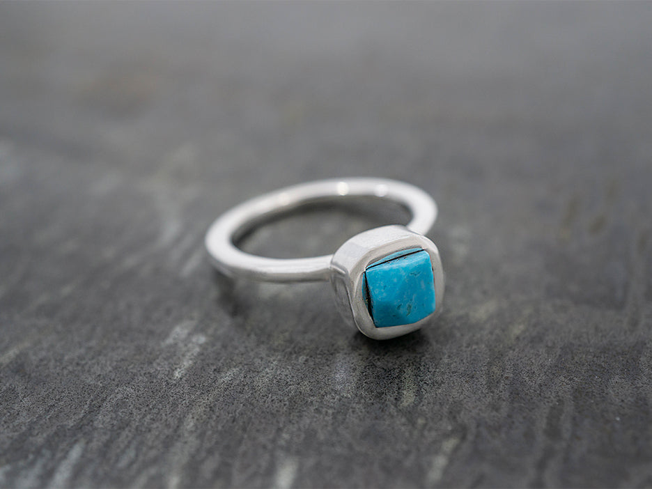 Square Turquoise Solitaire Ring