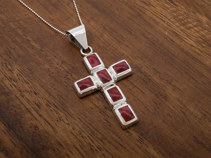 Red Jasper Mosaic Cross Pendant