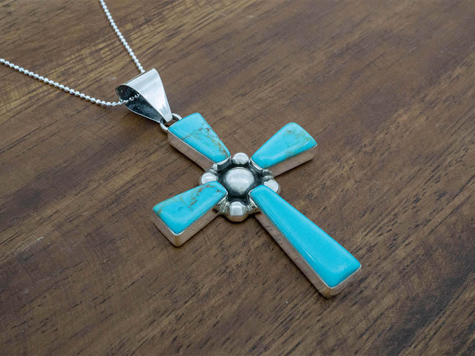 Turquoise Cross w/ Silver Center