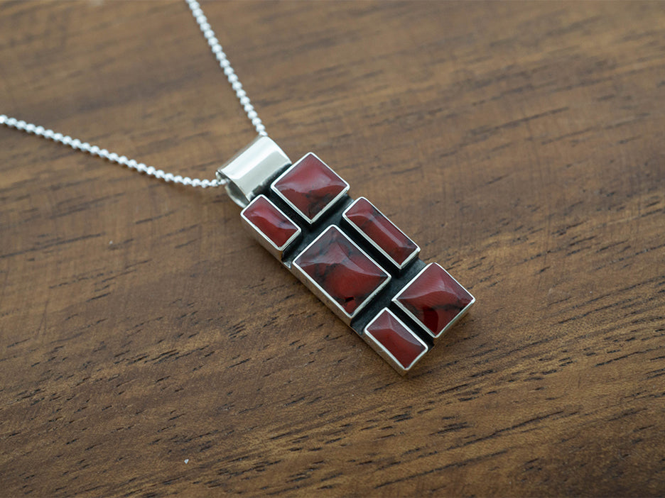 Medium Red Jasper Mosaic Pendant