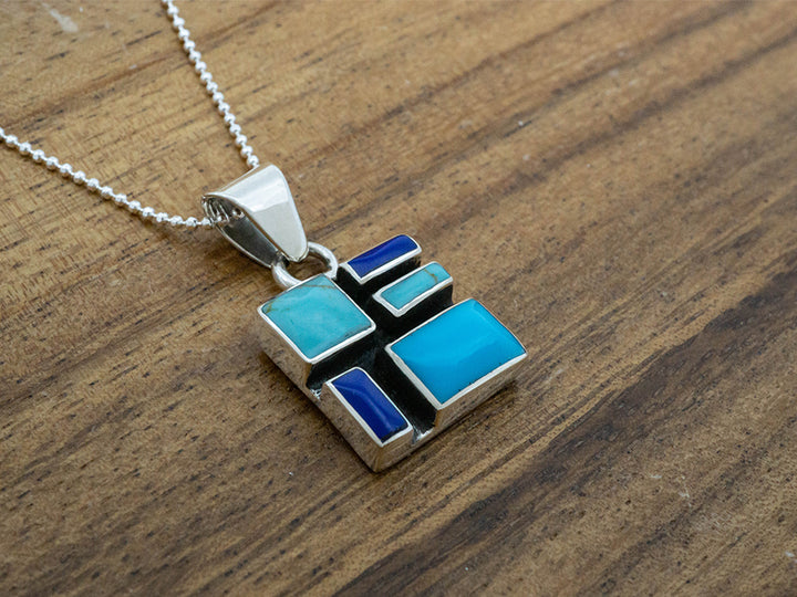 Square Azul Mosaic Pendant