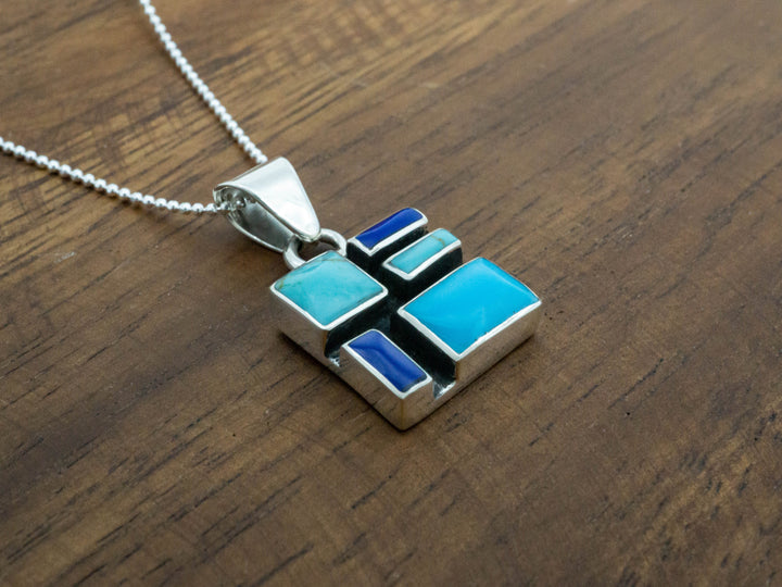 Square Azul Mosaic Pendant
