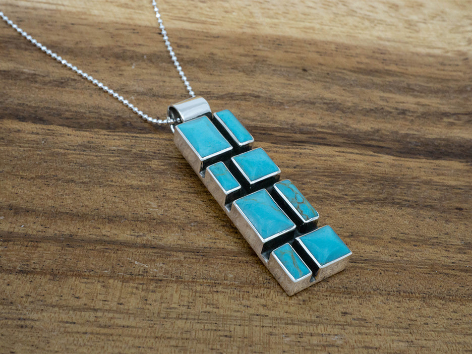 Slim Turquoise Mosaic Pendant