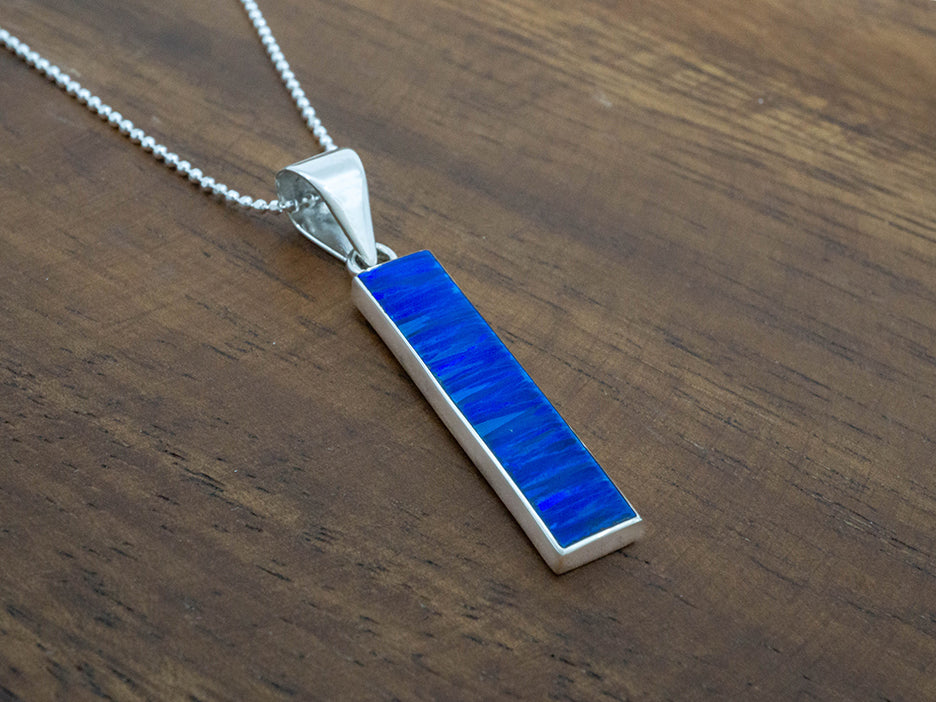 Dark Blue Opal Column Pendant