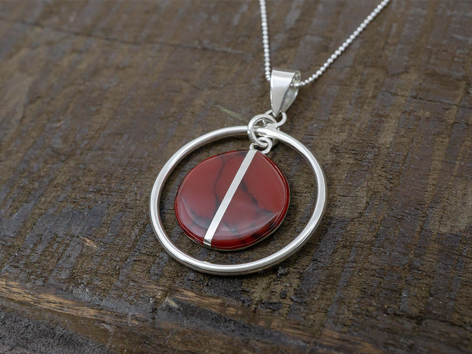 Hanging Red Jasper Pendant w/ Divide