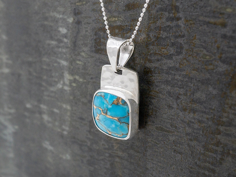 Bronzed Turquoise Cuadrado Pendant