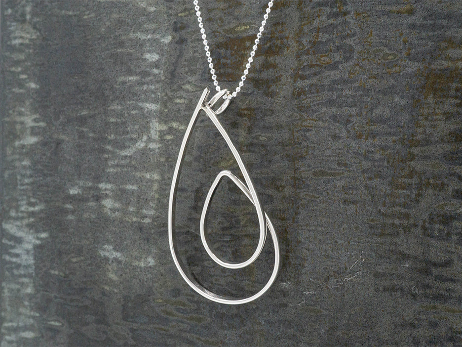 Sterling Silver Double Water Drop Pendant