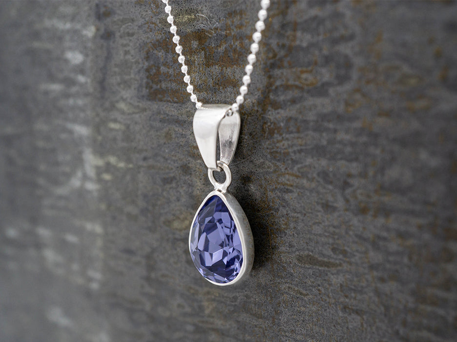 Amethyst Purple Crystal Teardrop Pendant