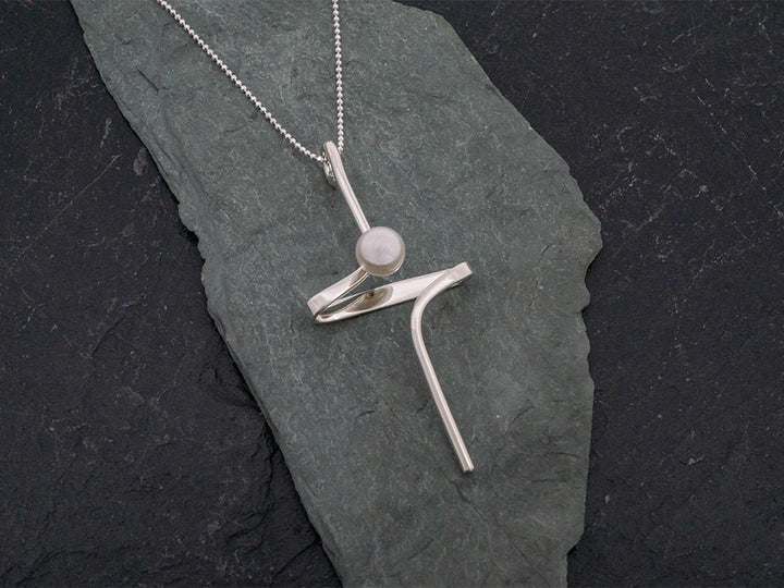 Modern Cross Pendant w/ Pearl