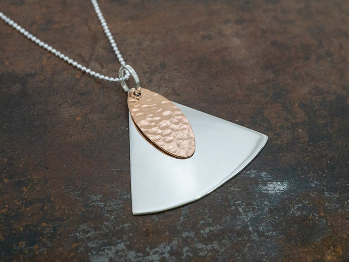 Hammered Silver & Copper Shapes Pendant