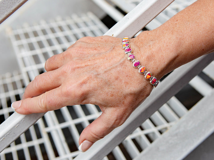 Pink Opal Oval Links Bracelet