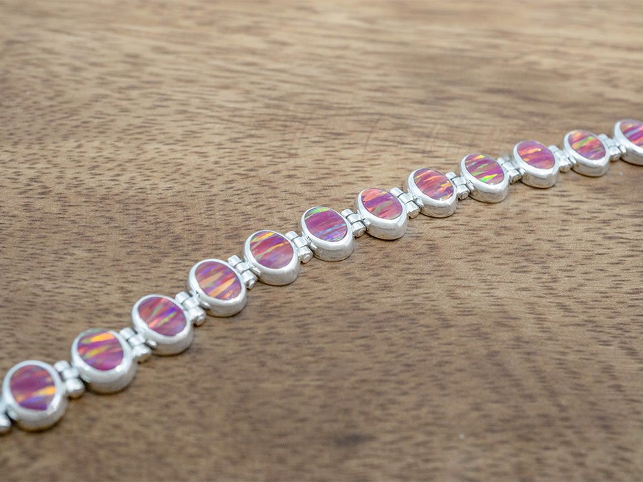 Pink Opal Oval Links Bracelet
