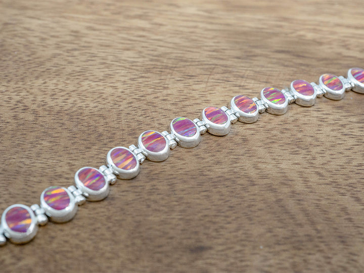 Pink Opal Oval Links Bracelet