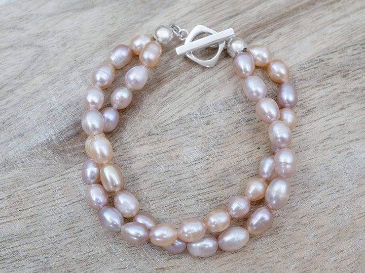 Double Strand Rose Pearl Bracelet