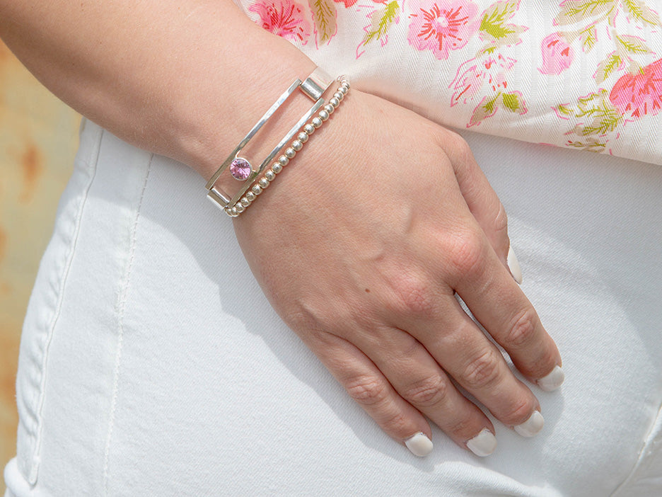 4mm Sterling Beaded Bracelet w/ Toggle