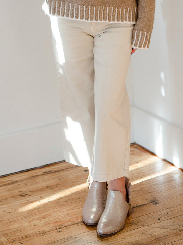 Wide-Leg Cropped Sailor Pant, Sand