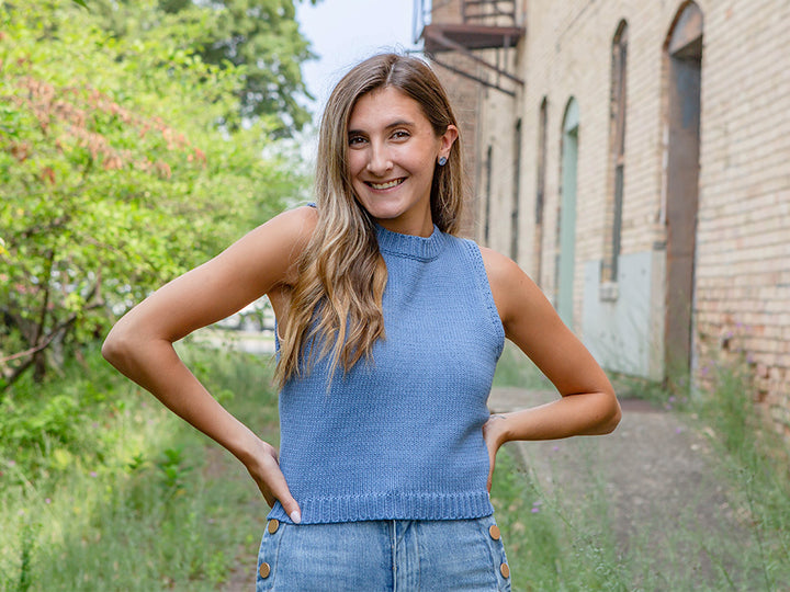 Cropped Sweater Tank, Blue