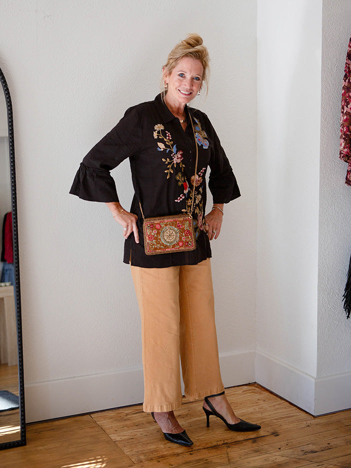 Mid-Rise Wide Leg Pant, Oak