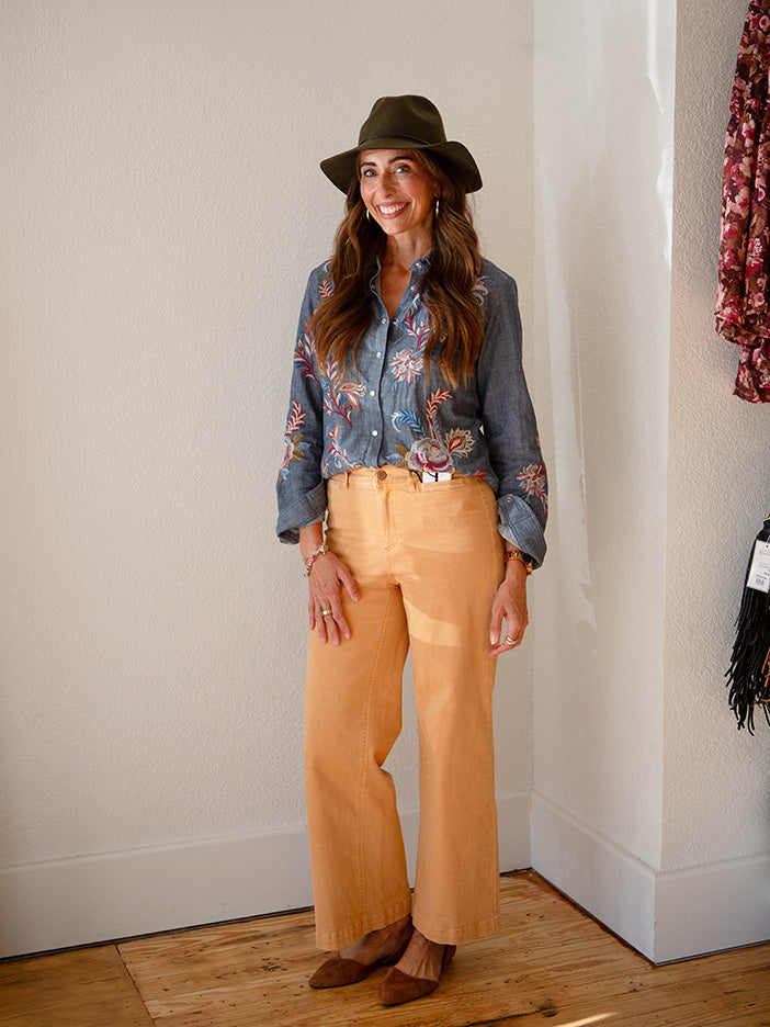 Mid-Rise Wide Leg Pant, Oak