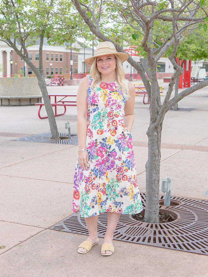 Johnny Was Evalon Linen Chevron Tank Dress