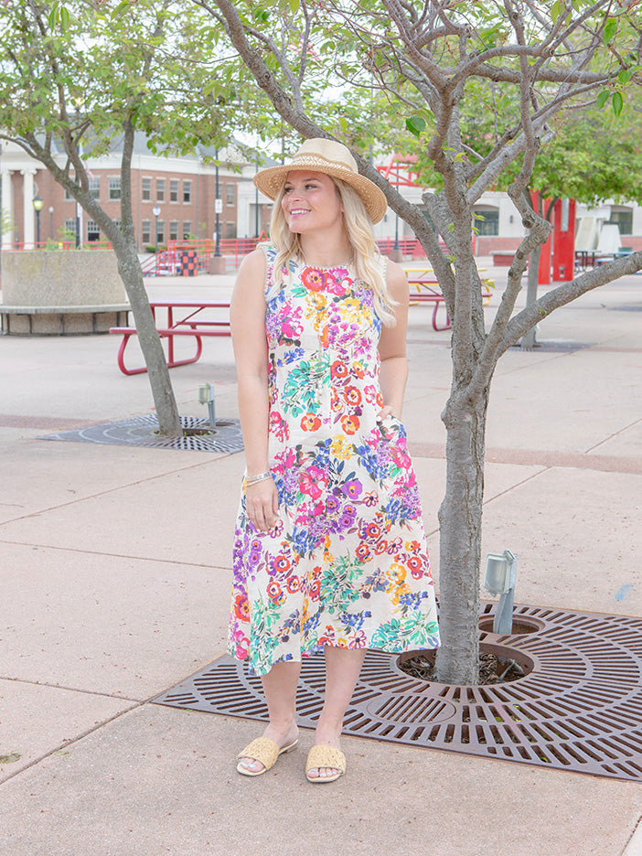 Johnny Was Evalon Linen Chevron Tank Dress