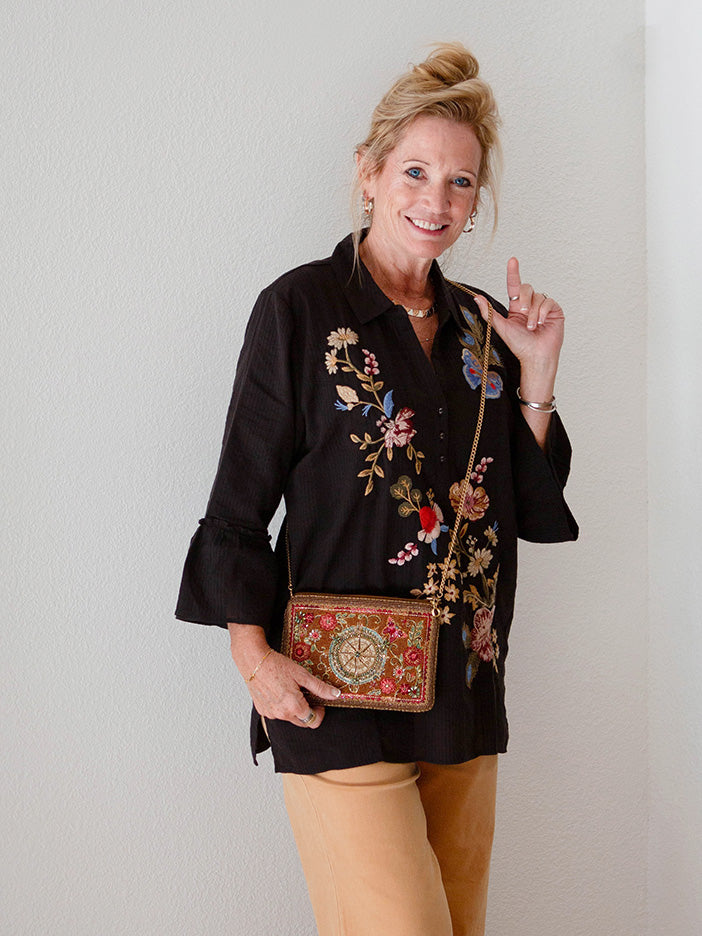 Johnny Was Ruffle Sleeve Henley Tunic, Florrie