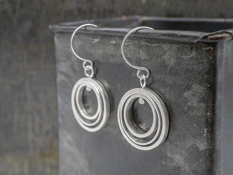 Nested Circle Earrings, Silver