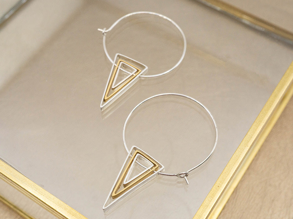 Nested Triangle Hoops, Silver/Gold