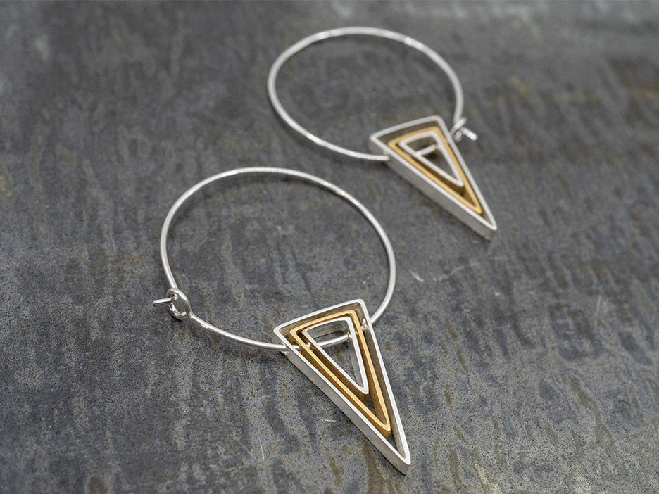 Silver & Gold Nested Triangle Hoops