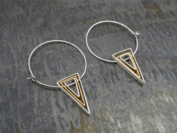 Silver & Gold Nested Triangle Hoops