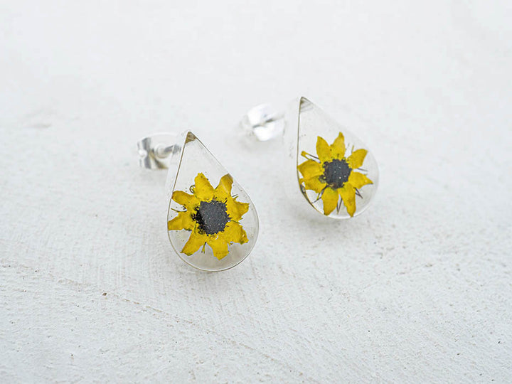 Primavera Sunflower Earring, Small Teardrop on Post