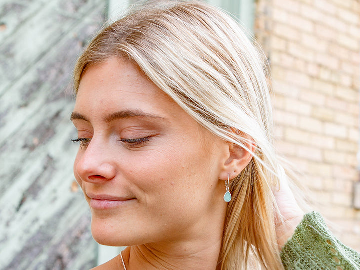 Chalcedony Teardrop Earring on Lever Back