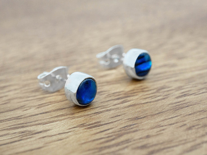 Petite Blue Abalone Studs