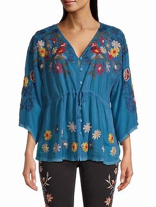 Johnny Was Edith Blouse Blue Sapphire