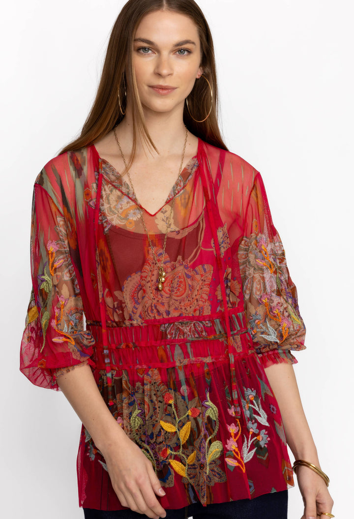 Johnny Was Feather Lark Mesh Blouse