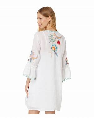 Johnny Was Joele Ruffle Sleeve Dress, White