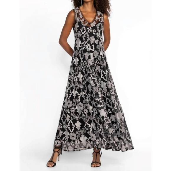 Johnny Was Mazzy Bias Dress, Black