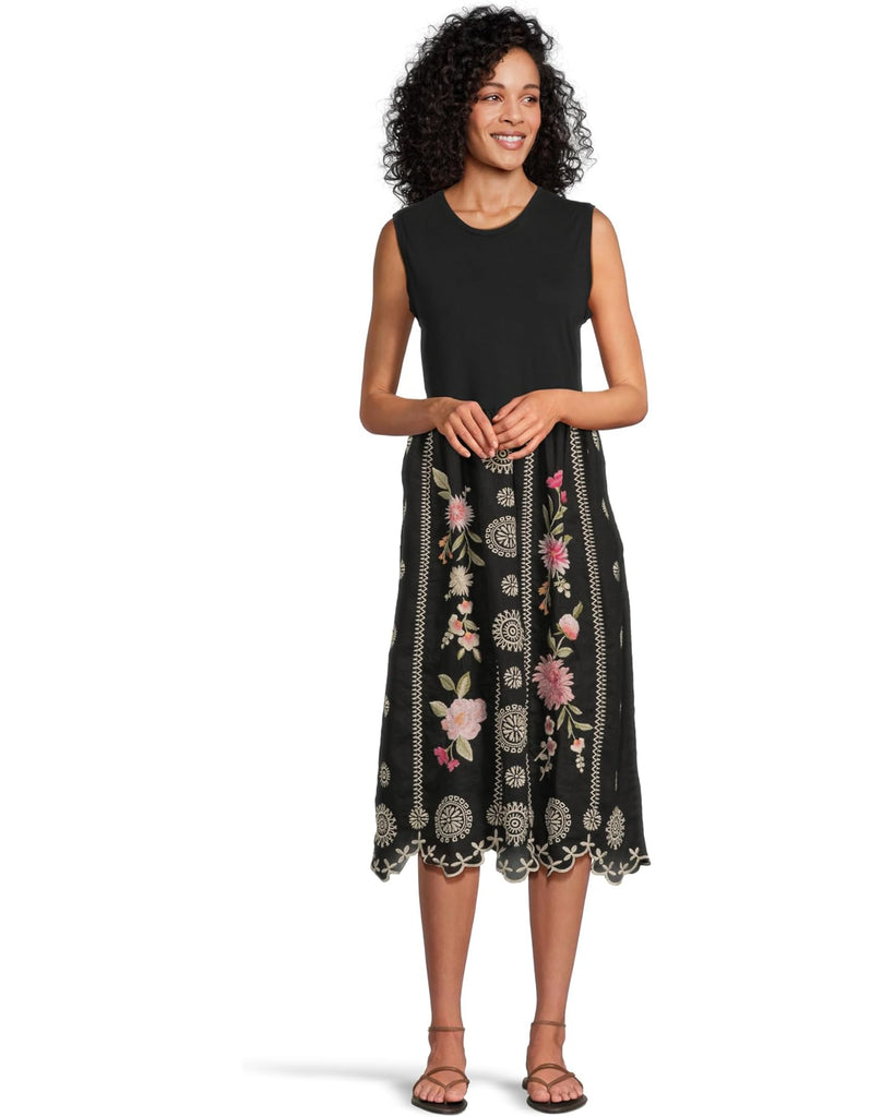 Johnny Was Mixed Media Della Tank Dress, Black – Corazon