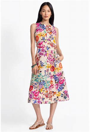 Johnny Was Evalon Linen Chevron Tank Dress