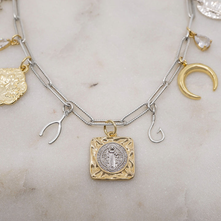 Signs and Symbols Mixed Metals Charm Necklace