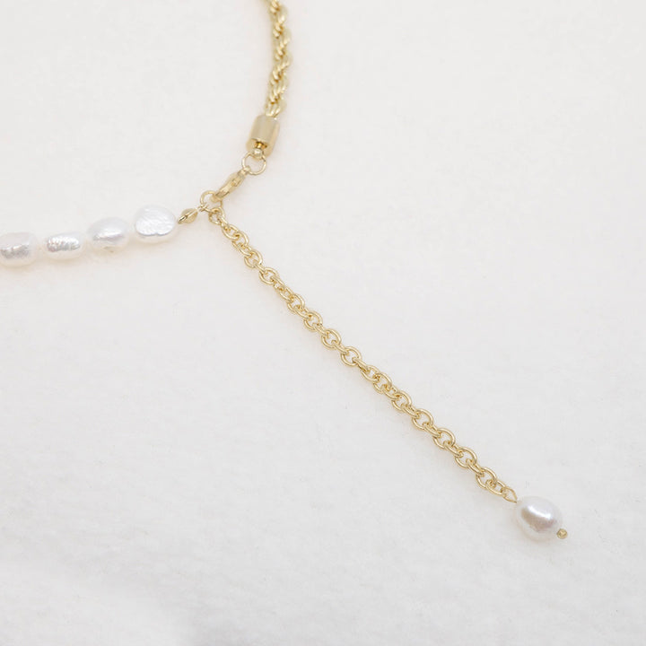 Half & Half Gold/Pearls Lariat