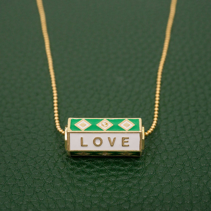Green Barrel Charm Necklace